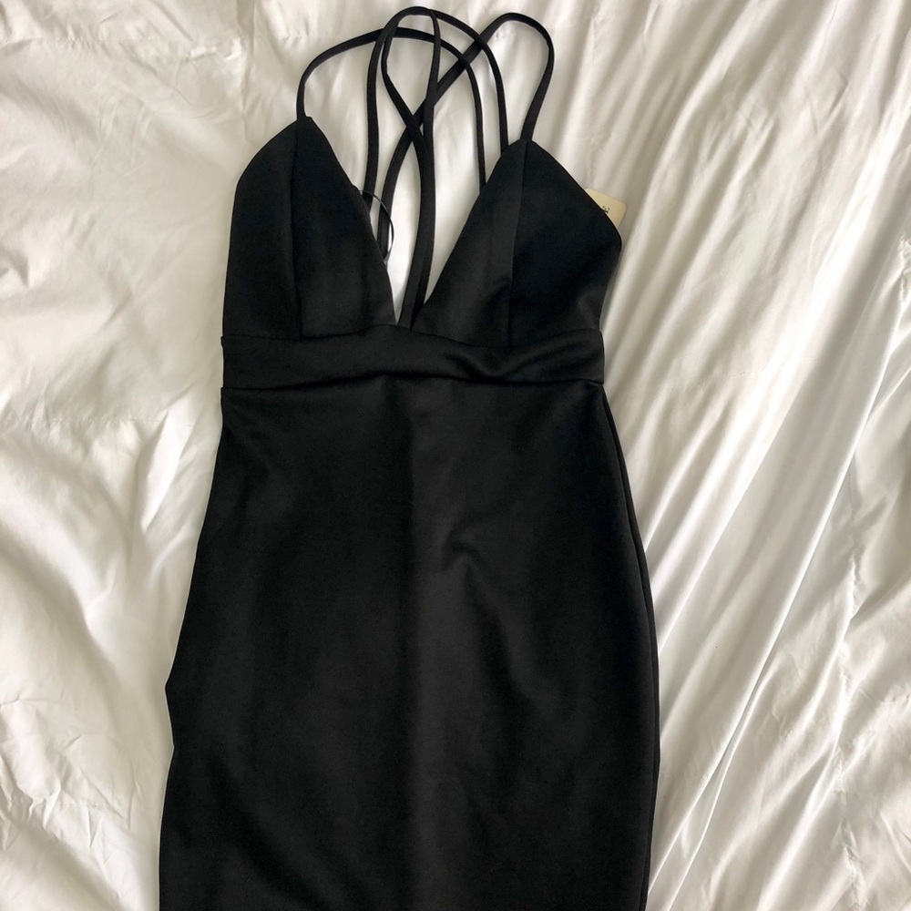 Forever 21 Black Strappy Plunge Mini Dress - Picture 2 of 3